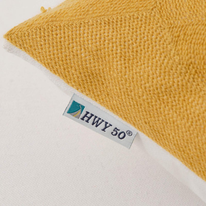 HWY 50 Mustard Yellow Decorative Throw Pillow Covers 18x18 Inch (1 Piece), Embroidered Cotton Modern Farmhouse Cushion Cover Pillow Case for Sofa Couch Living Room Bed, Sunflower - Image 5